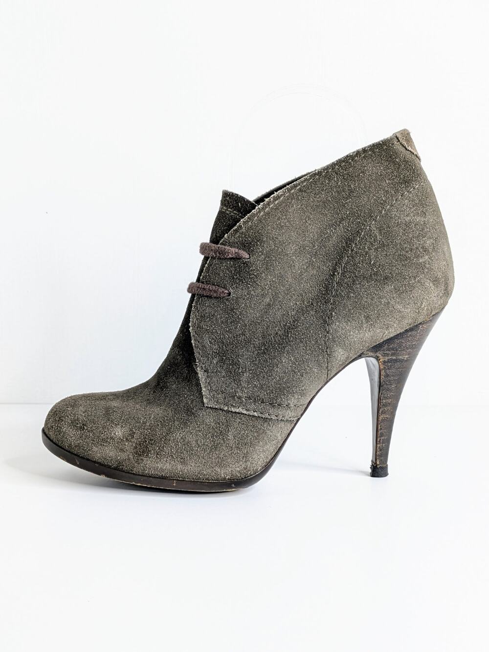 Pedro Garcia Suede Ankle Bootie 37 Brown Lace Up Stiletto Heel Spain Chukka 7